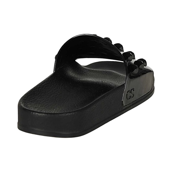 Carmen Sol Black Studded Slide Sandals with Bag - Picture 4 of 7